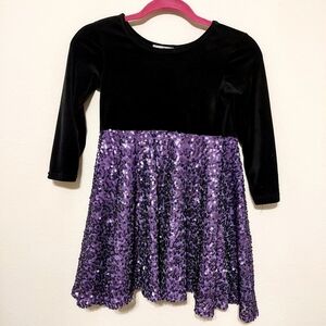 Girls Black and Purple Sequin Dress. Kids XXXL Soft Fabric Girly